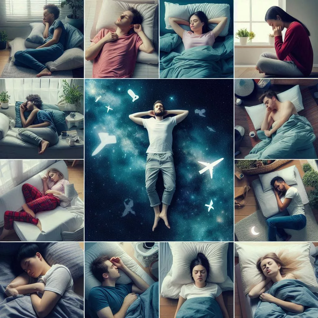 a collage of people sleeping