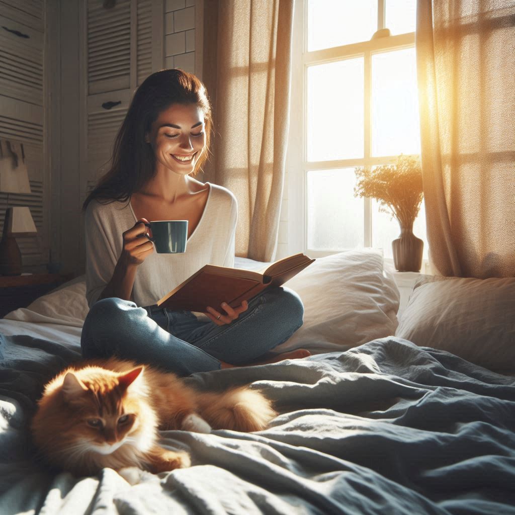 woman promoting productive morning routine